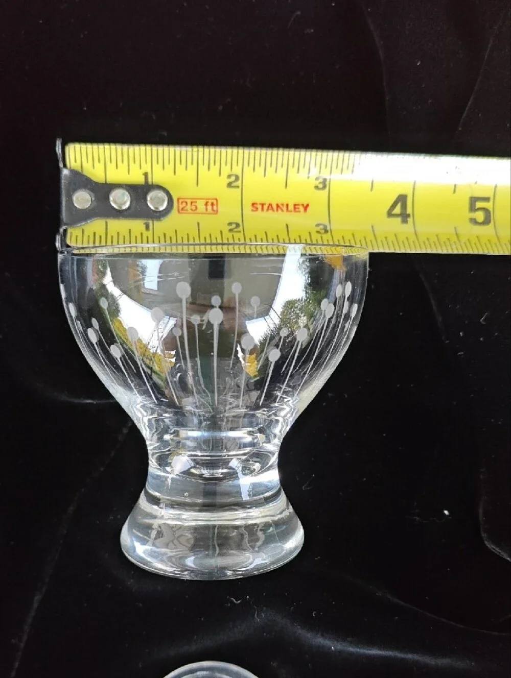 Clear Glass Creamer and Sugar Set with Etched Line And Dot Pattern
